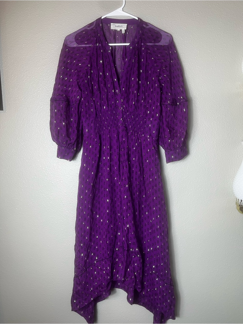 BA&SH Cyana Balloon-Sleeve Midi
Dress in Purple Size S - Picture 3 of 10